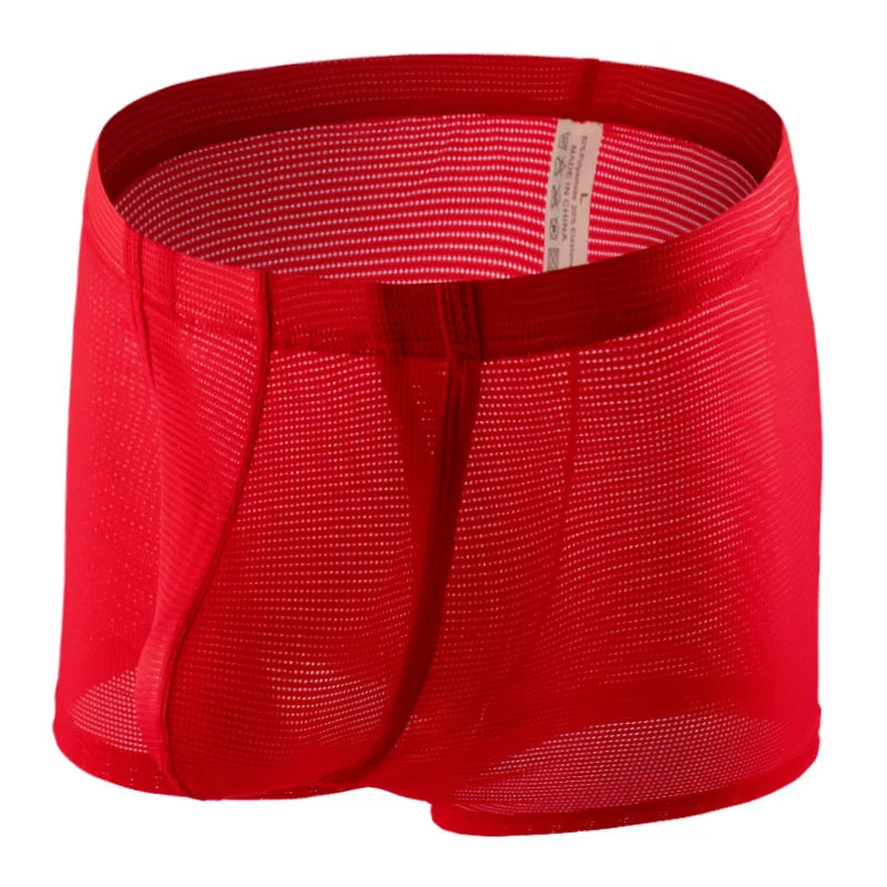 CLEVER-MENMODE Mesh Sexy Underwear Boxer Men Sheer Trunks Side Open Crotch  Transparent Boxershort Penis Pouch Panties Underpant