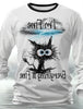 3D Printed Halloween Kitten Pattern 3D Printed Autumn Men's Crew Neck T-Shirt Casual Long Sleeve Oversized Pullover Fashion Tops