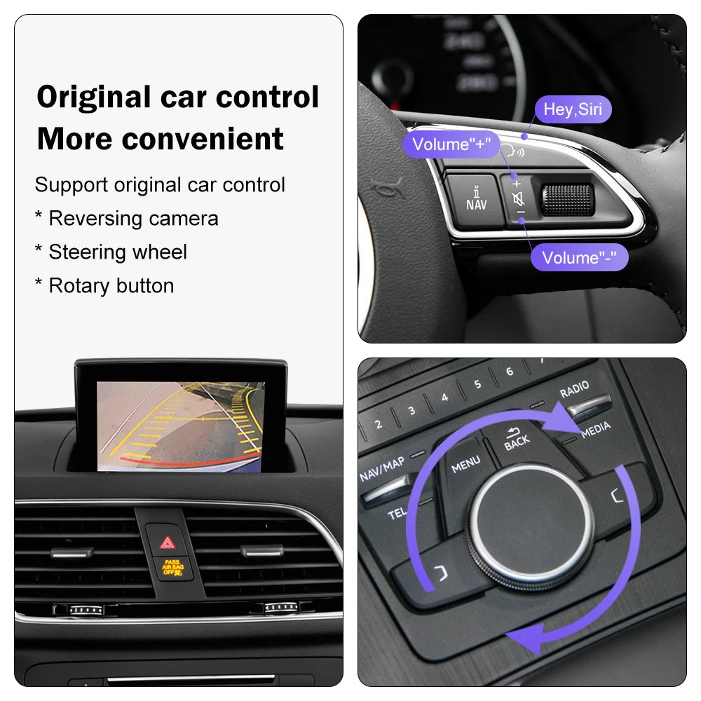 Road Top Wireless Carplay for Audi A1 Q3 2014-2018 Year Support Android Auto Mirrorlink Airplay Rear Camera Car Player