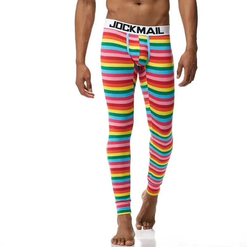 Men's Thermo Underwear Fashion Men Thermal Long Johns Mens Underwear Cotton Striped Print Warm Male Leggings Pants Autumn Winter