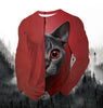 Visual Kitten Fashion Print Men's T-shirt Fashion Long Sleeve T-shirt Casual Round Neck Street Top Loose Pullover Autumn