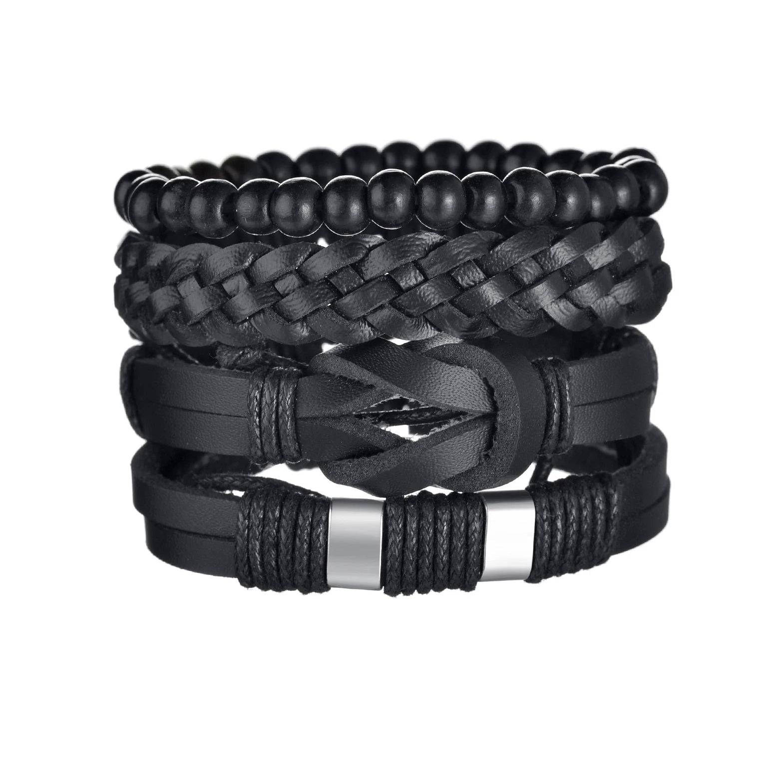 MeMolissa New Fashion Braided Wrap Leather Bracelets for Men High Quality Vintage Charm Wood Beads Ethnic Tribal Wristbands