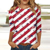 2024 New Women's American Flag Pattern Long Sleeve T-Shirt Designer Trendy Clothing Casual Pullover Round Neck Fashion T-Shirt