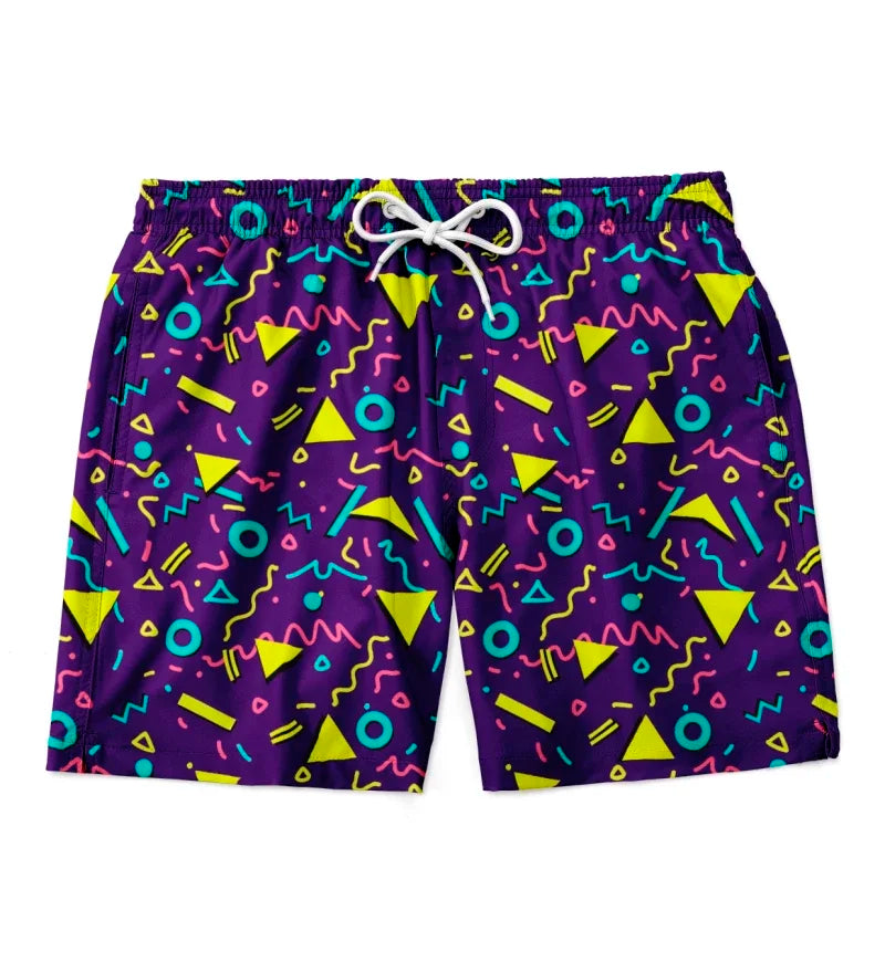 3D geometric print men's casual shorts Tropical summer style fashion shorts, quick-drying and comfortable close-fitting