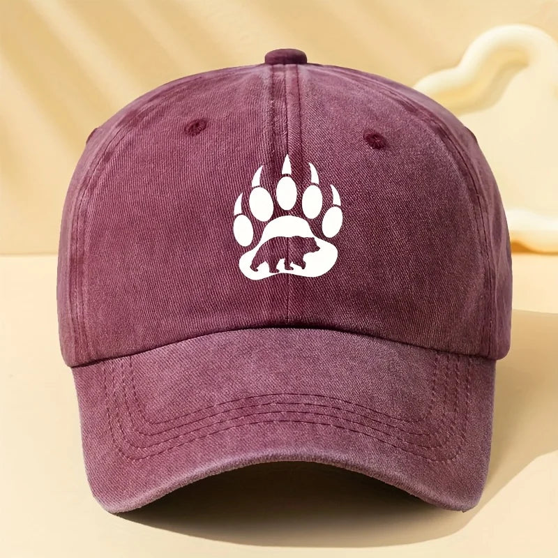 Bear paw printed baseball cap is suitable for outdoor sports, camping, festivals, and parties. Duck billed cap
