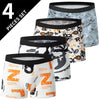 4-piece MEN'S FASHION Printed Underwear Breathable Crotch Boxers for Teenagers Comfortable plus Size Underwear up to 6XL.