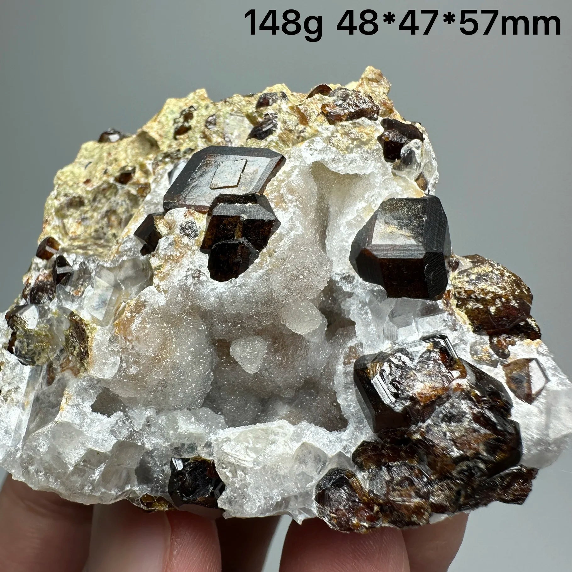 Natural Dark Brown Andradite Garnet Cluster Raw Crystal Mineral Specimen Calcite Matrix Healing Stone Home Decoration