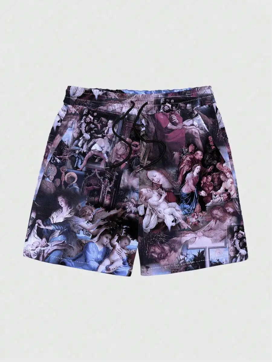 New Men's Summer Shorts Loose Luxury Shorts 3D Printing Leisure Art Painting Printing Harajuku Shorts Sports Quick Drying Shorts