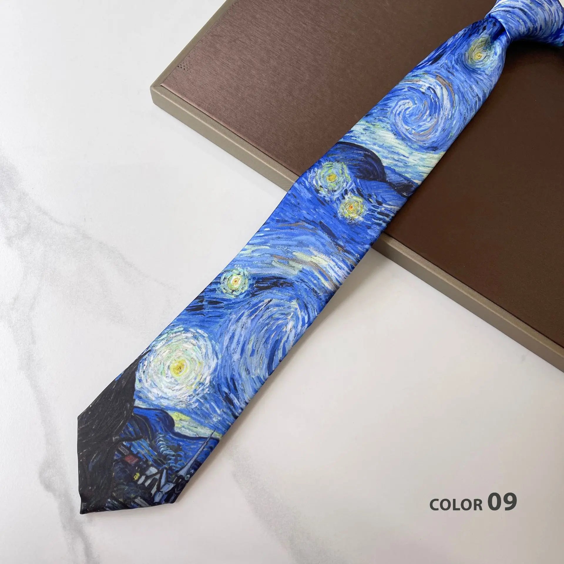 2024 New Retro Creative Oil Painting Colorful Necktie Men Women 8cm Flower Neck Ties Literary Style Polyester Casual Cravat Gift