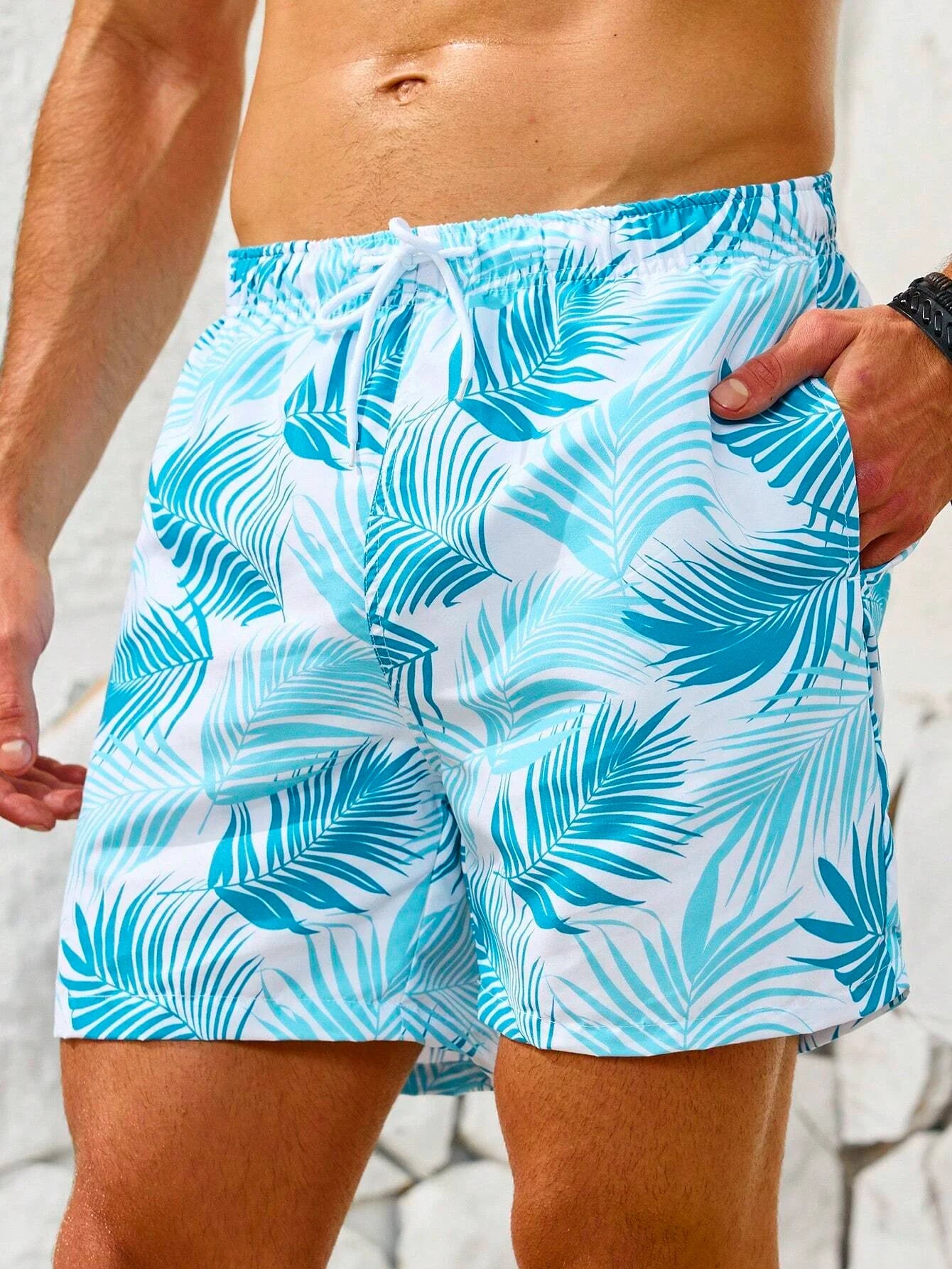 3d Coconut Tree Print Men's Casual And Fashionable Beach Loose Shorts Summer Plus Size HawaiianDrawstringSurfingPolyesterShorts