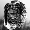 Fashion Casual Men's Long Sleeve T-Shirt 3d Printed Retro Jesus Christ Street Personality Loose O Collar Harajuku Oversized Top