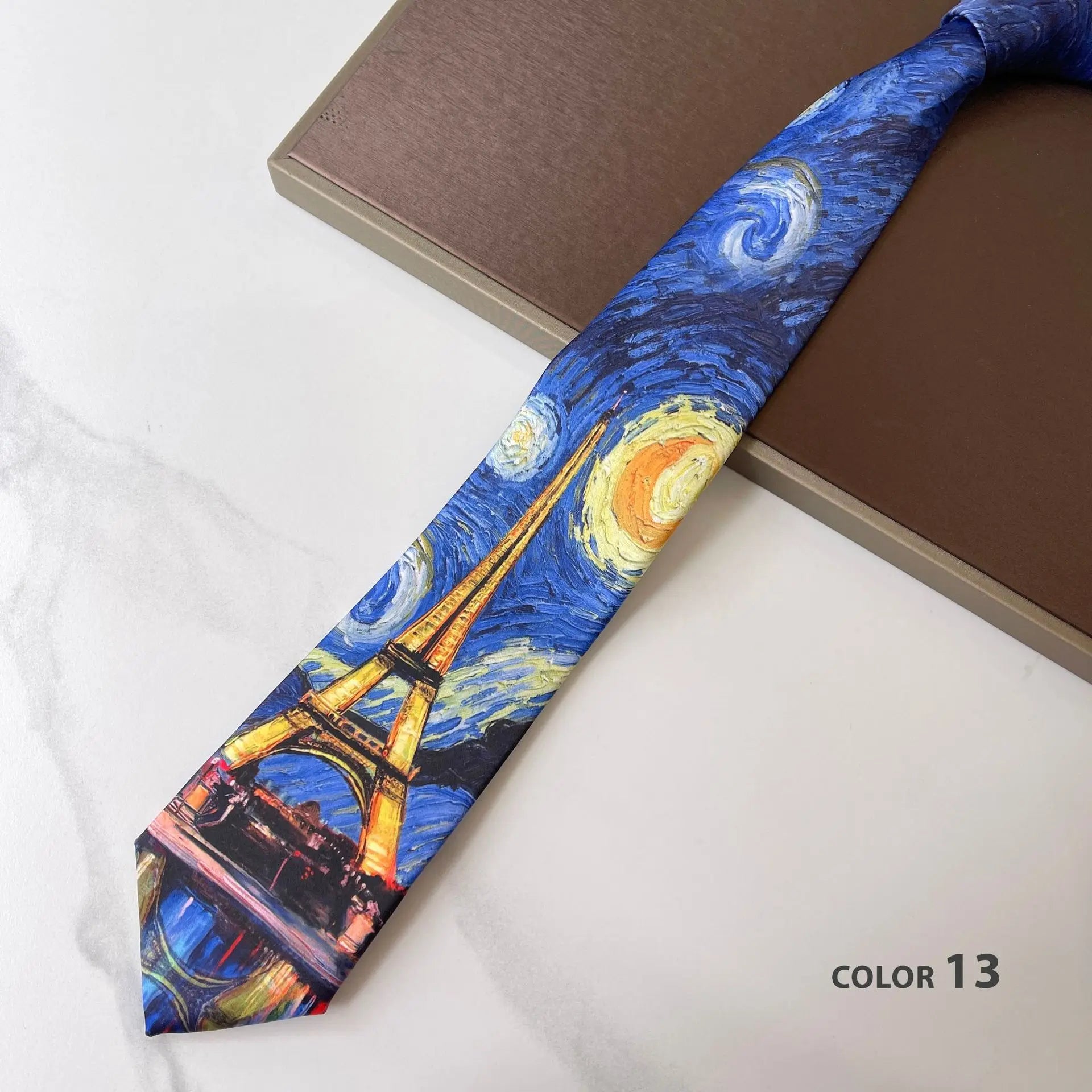 2024 New Retro Creative Oil Painting Colorful Necktie Men Women 8cm Flower Neck Ties Literary Style Polyester Casual Cravat Gift