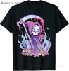 Skull and Crow Goat Retro Aesthetic Pastel Goth Art T-Shirt Women Kawaii Anime Clothes Hombre Camisetas Tops Vintage Men T Shirt