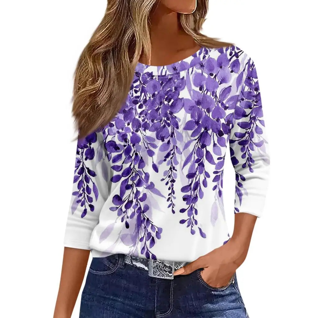 2024 New Women's Sweatshirt Designer Round Neck Long Sleeve Loose Casual Autumn Fashion Floral Fun Pattern Print Tops