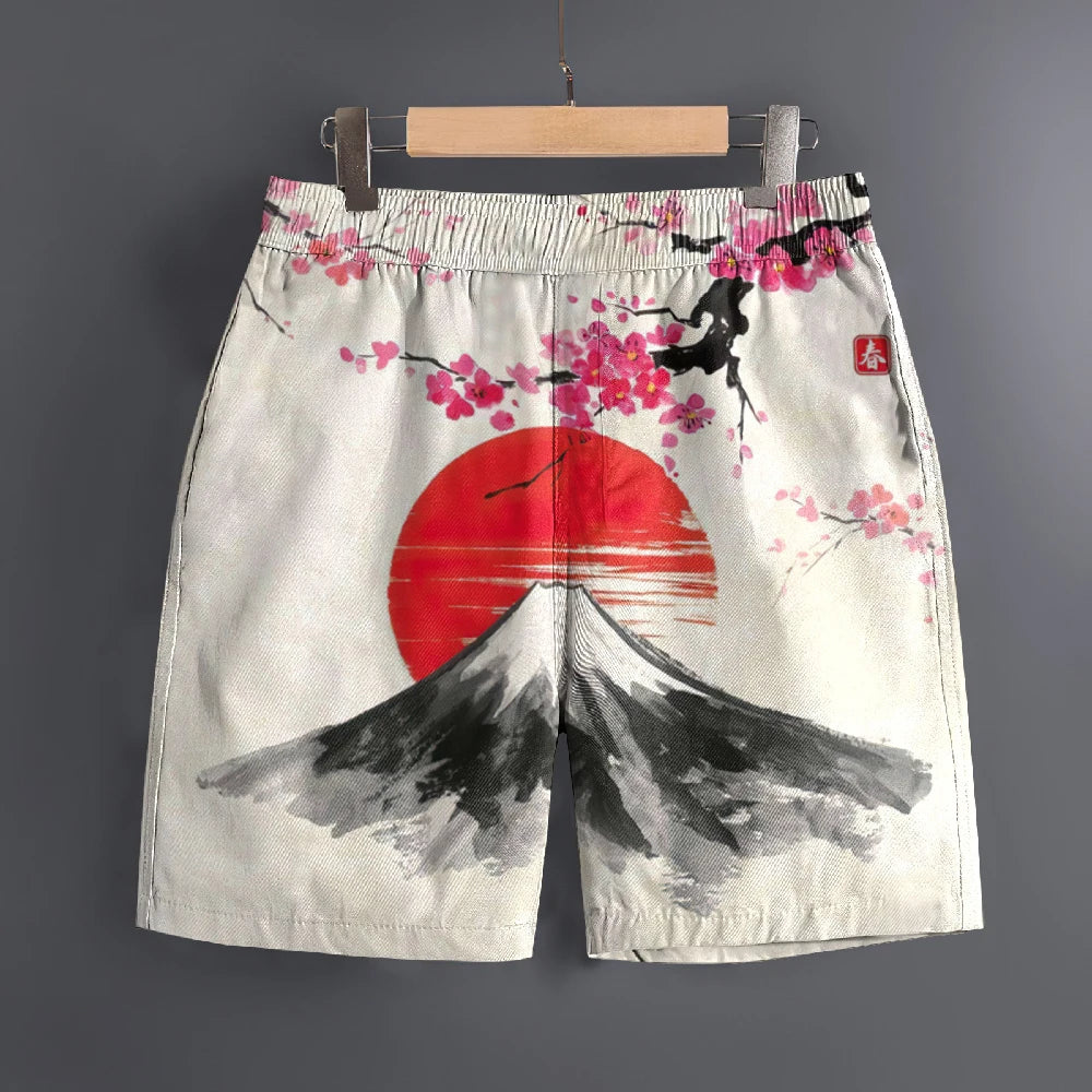 Men's Hawaiian 3D Japanese Pattern Beach Shorts Quick Dry Outdoor Leisure Sports Shorts Fashion Men's Shorts