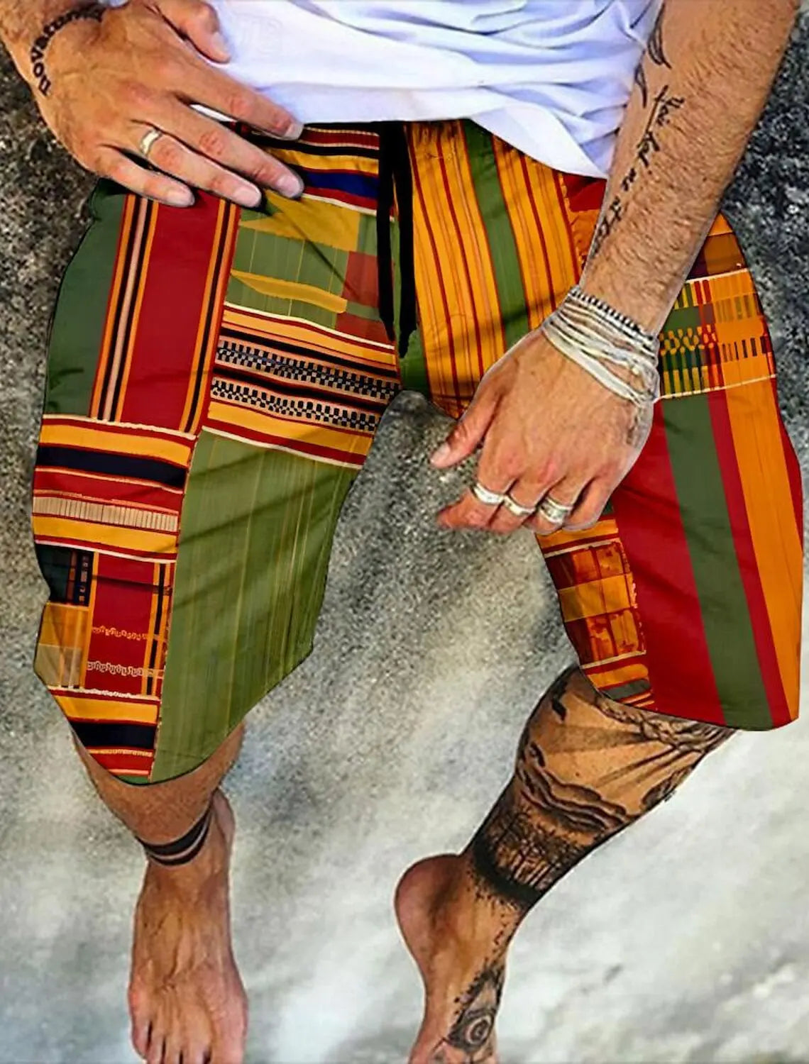 Men's Retro Swim Trunks 3D Ethnic Style Printed Beach Shorts Quick Dry Outdoor Leisure Sports Shorts Swimwear Men's Shorts