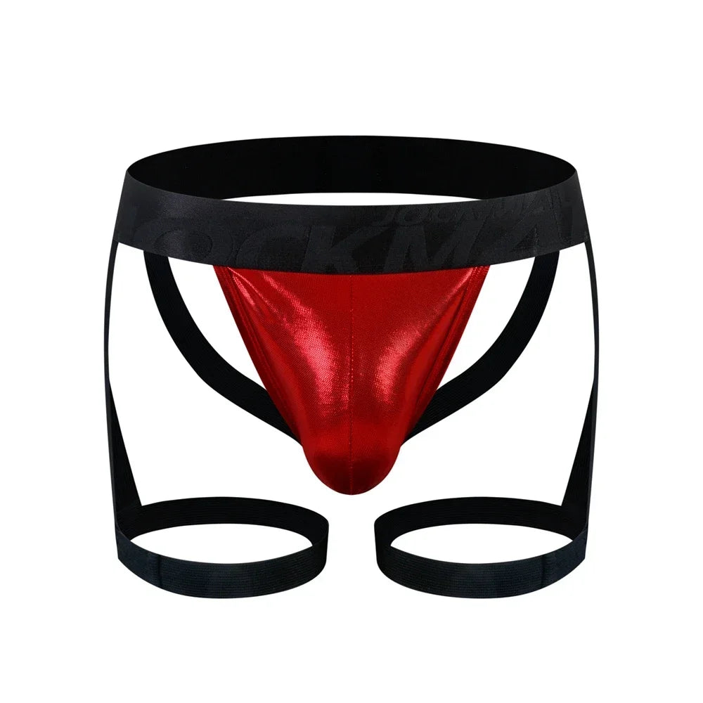 PU Men Sexy G String Thong Erotic Jockstrap Bondage Underwear Penis Pouch Strap Harness Lingerie Hollow Underpants