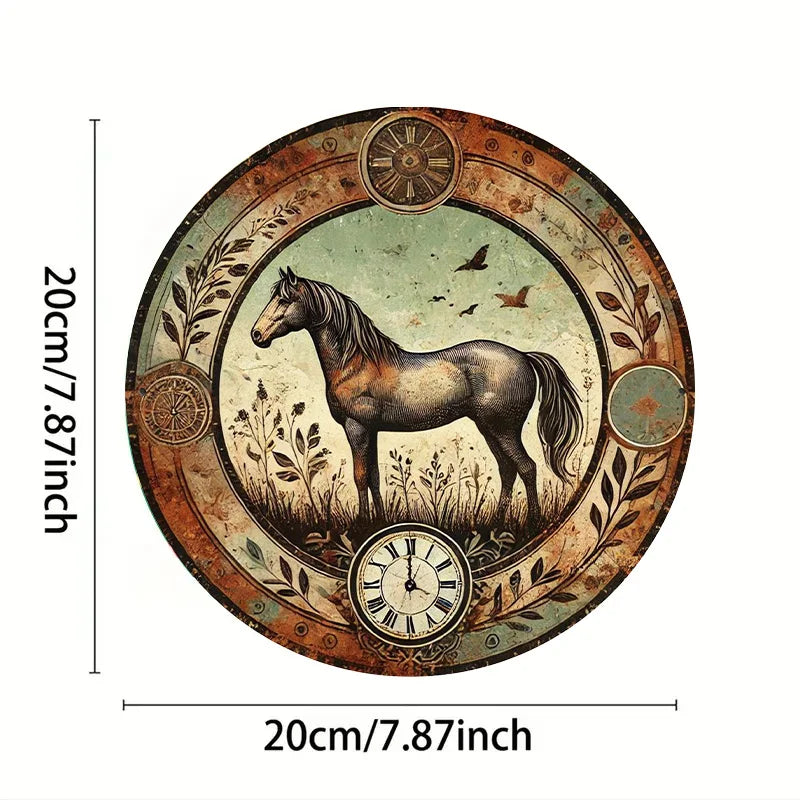 Rustic Horse Wall Art - 8x8" Vintage Aluminum Metal Sign for Home, Kitchen & Celebration Decor