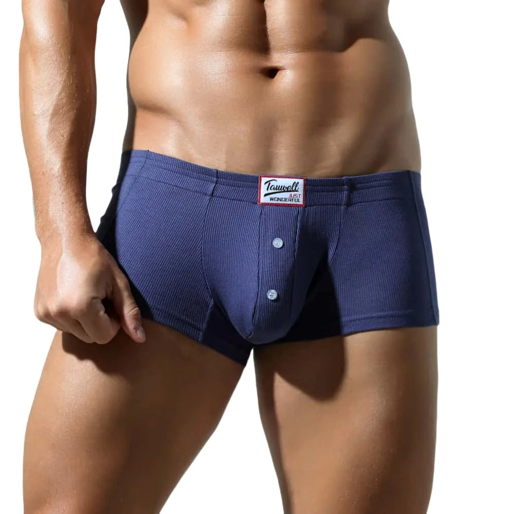 TAUWELL Mens Boxers Sexy Low-waist Underwear New Arrivals U Convex Pouch Button Underpants Boxershorts Male Panties Boxer
