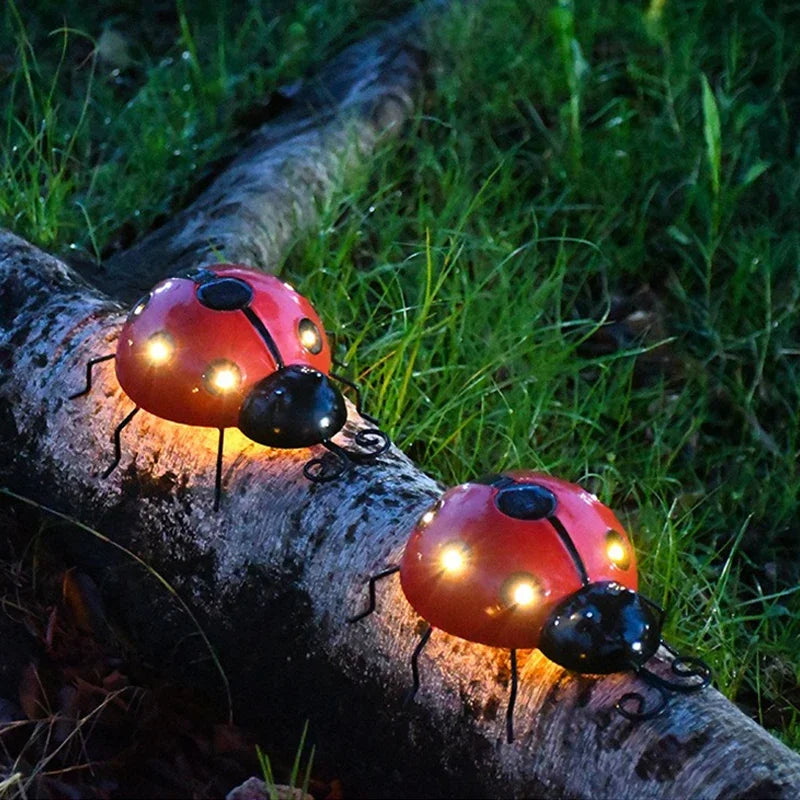 Outdoor Solar Ladybug Lamp Waterproof Garden Statue Wall Hanging Light Powered Light For Garden Outdoor  Decetion LED Solar Lamp