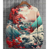 3D Print Ukiyoe Sea Wave Hoodie For Men Vintage Plant Graphic Pullover Autumn Long Sleeve Oversized Sweatshirt O-Neck Hoodies