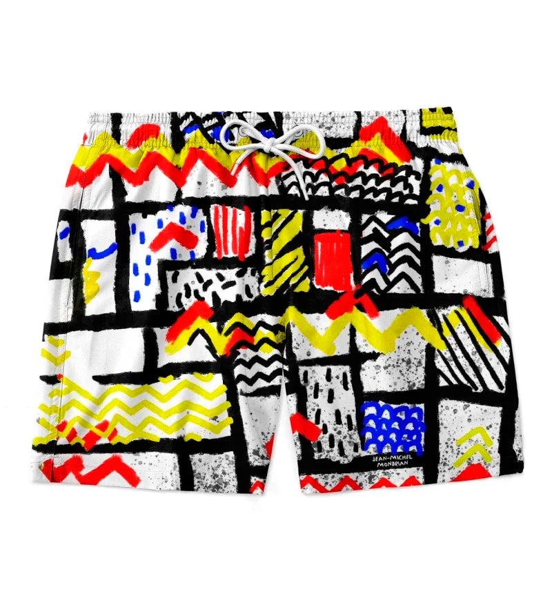 3D geometric print men's casual shorts Tropical summer style fashion shorts, quick-drying and comfortable close-fitting