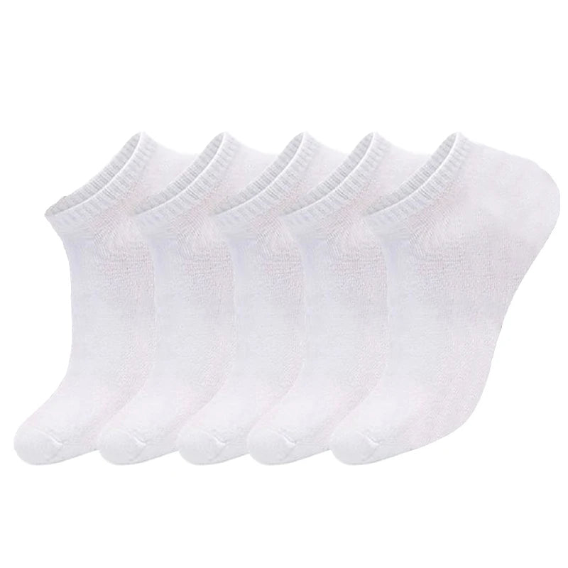 5 pairs/Lot Men's Socks Casual Boat Socks Black Business Socks Solid Color Breathable Comfortable High Quality Ankle Socks 38-44