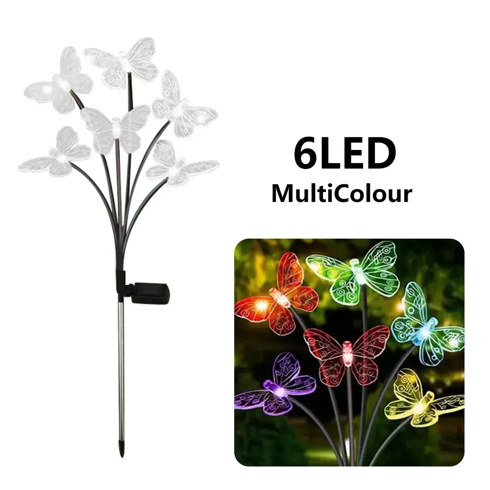 Solar LED Lights Outdoor Waterproof Garden Butterfly Sunlight LED Lamp Landscape Lawn Light Home Decor Lamp 6/8/10 Heads 조명