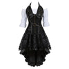 Steampunk Gothic Corset Dress Vintage Faux Leather Corset Renaissance Blouse Asymmetrical Floral Skirt Cosplay Pirate Costumes