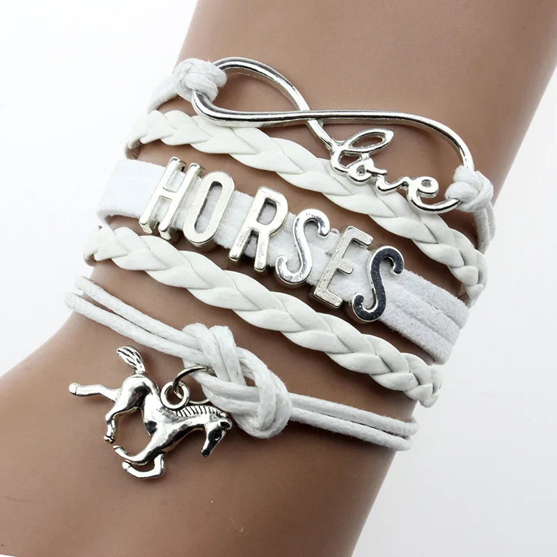DIY Handmade Horse Charm Pendant Bracelet Trendy Animal Charms Jewelry for Equestrian Fans