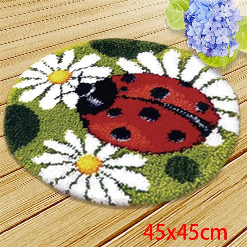 Cute Bear Carpet Embroidery Latch Hook Kit Cartoon Animal Undefined Latch Hook Rug Button Pad Package Smyrna Package Carpet DIY