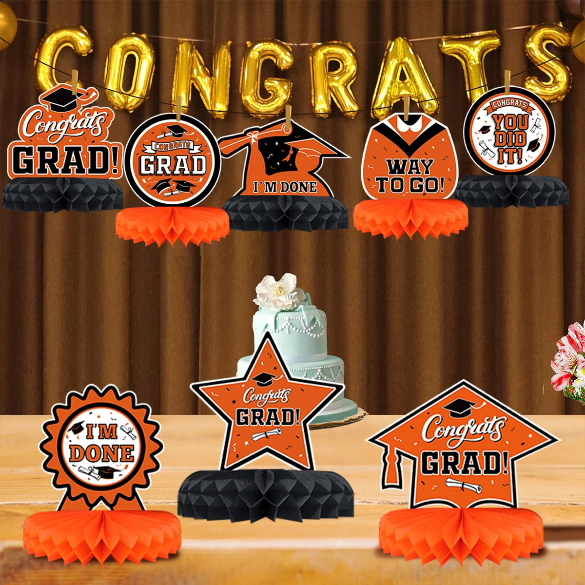 Graduation Season Honeycomb Decoration Happy Graduation Party Decorations Honeycomb Centerpieces Class of 2025 Party Supplies
