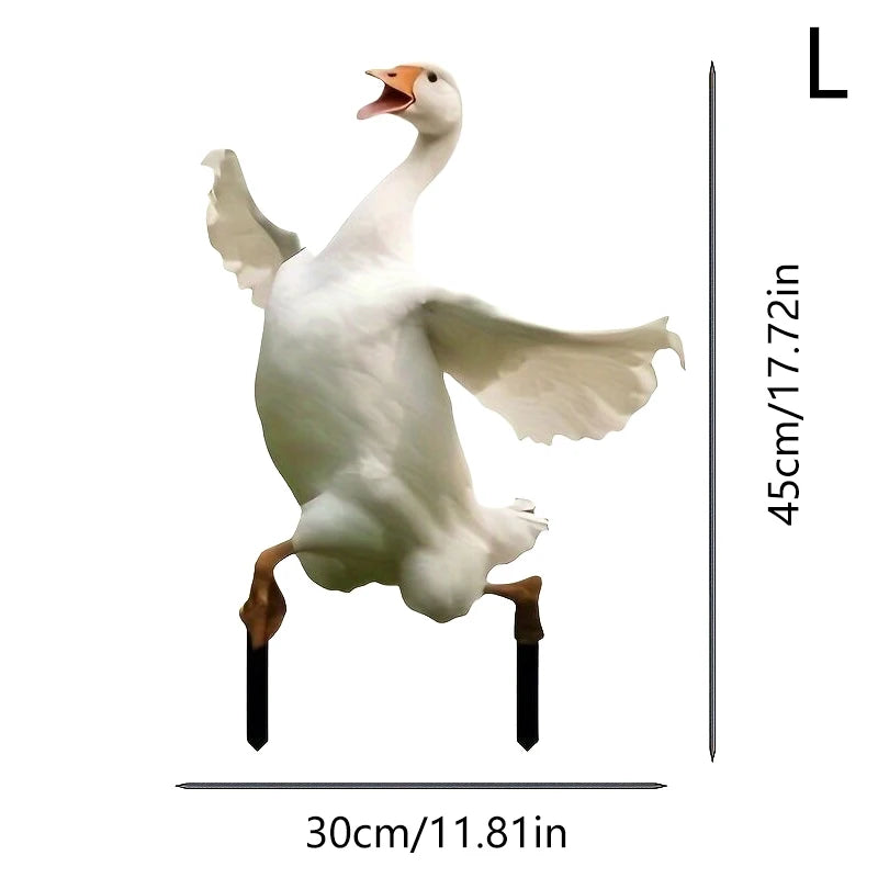 30*45cm Goose Acrylic Garden Stake Cute Goose Statue Garden Ornaments Lawn Potted Plant Decoration Flower Pot Embellishment