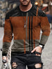 Men's Long Sleeve Retro 3D Print Color Block Print Vintage Novelty T-shirt Stylish Tees For Autumn Mens Clothing