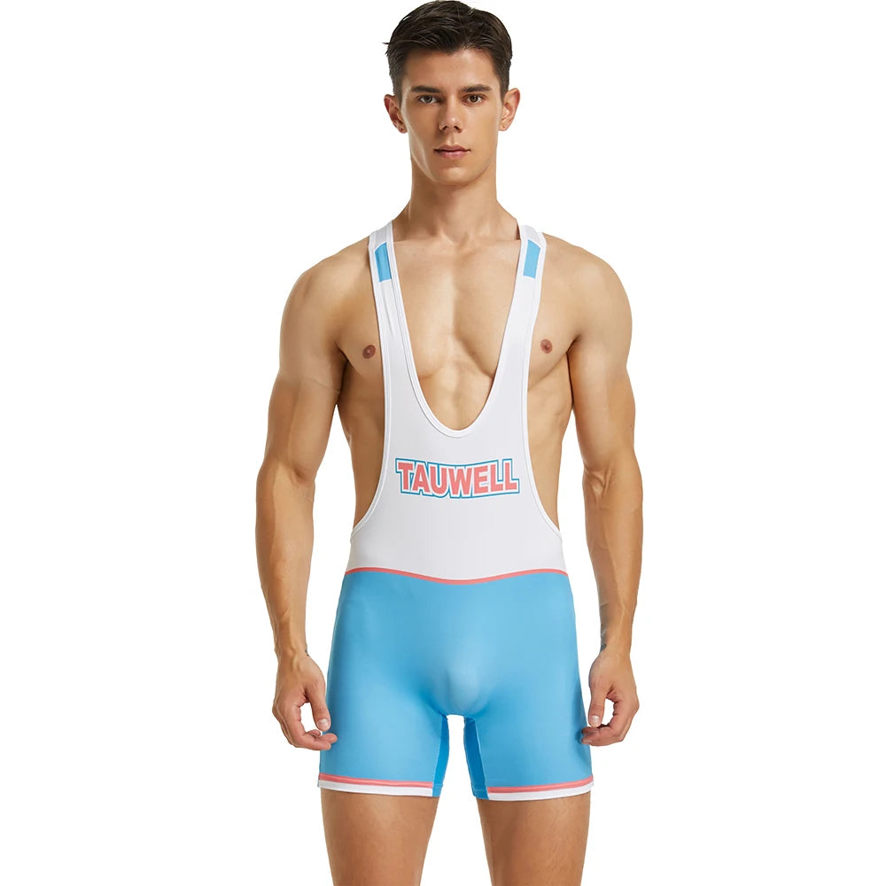 TAUWELL Men's Tank Tops Jumpsuit Bodybuilding Fitness Bodysuit Wrestling Singlet Men One-piece Vest Underwear Shapers