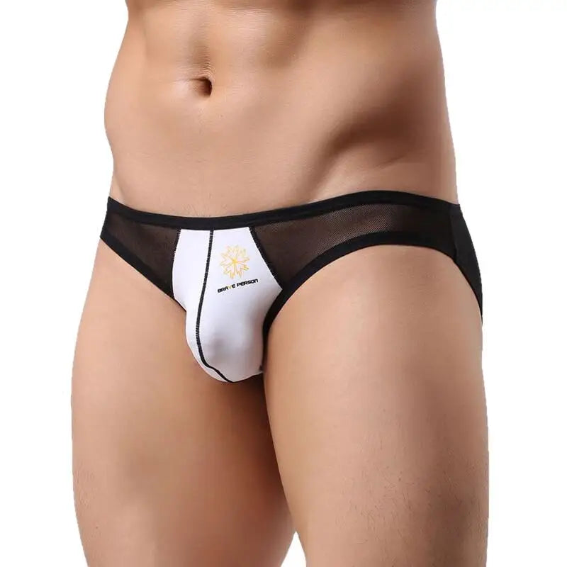 Brave Person Brand Underwear High Quality Men's Briefs Transparent Mesh Sexy Underpants Men Brief 4 Color Free Shipping B1142