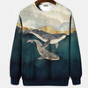 Japanese Ukiyo-e Hoodied Men's Sweatshirts Pullover Sea Wave Ramen Graphic Print Long Sleeves Hoodies Oversized Men Clothing Top