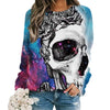 2024 New Women Halloween Crow Printed Casual Sweatshirt Round Neck Casual Basic Loose Fashion Women Designer Style