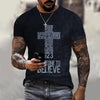 Christian Mens Clothing T Shirts Oversized T Shirt Gothic  Jesus Christ Cross 3D Print O-neck Tops Vintage Hip Hop Short Sleeve