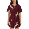Horse Race Pajamas Summer 2 Pieces 1930s Classic Art Cute Pajama Sets Womens Short-Sleeve O Neck Night Pattern Sleepwear