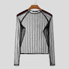 Party Nightclub Style Tops INCERUN Men's See-through Thin Design T-shirts Sexy Leisure Male Hot Sale Long Sleeved Camiseta S-3XL