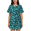 Green Leaf Print Pajamas Short Sleeve Lush Foliage 2 Pieces Leisure Pajama Sets Daily Woman O Neck Vintage Nightwear