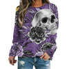 2024 New Women Halloween Crow Printed Casual Sweatshirt Round Neck Casual Basic Loose Fashion Women Designer Style