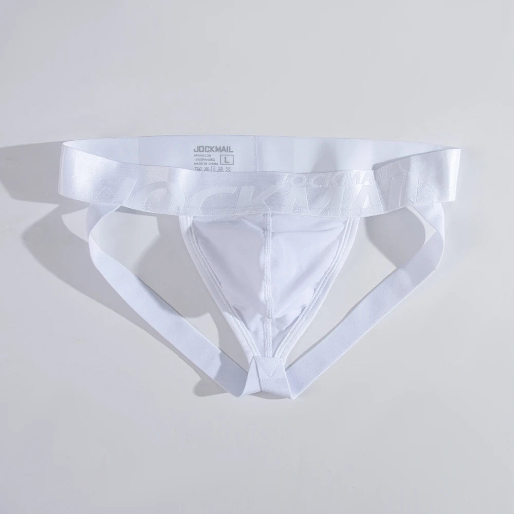 Jockmail Mens Thong Bikini Jockstrap Briefs Mens Panties Sexy Transparent Ice Silk Gay Underwear Sissy Calzoncillos Hombre Slip