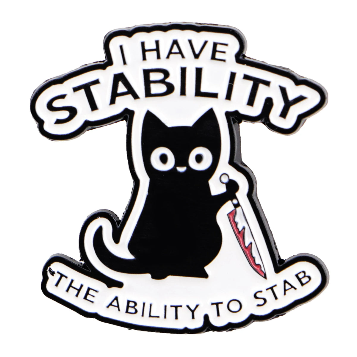 Funny Black Cat Enamel Pin Cartoon Knife Brooch Pines Lapel Pins Badge on Backpack Clothing Accessories Halloween Jewelry Gift