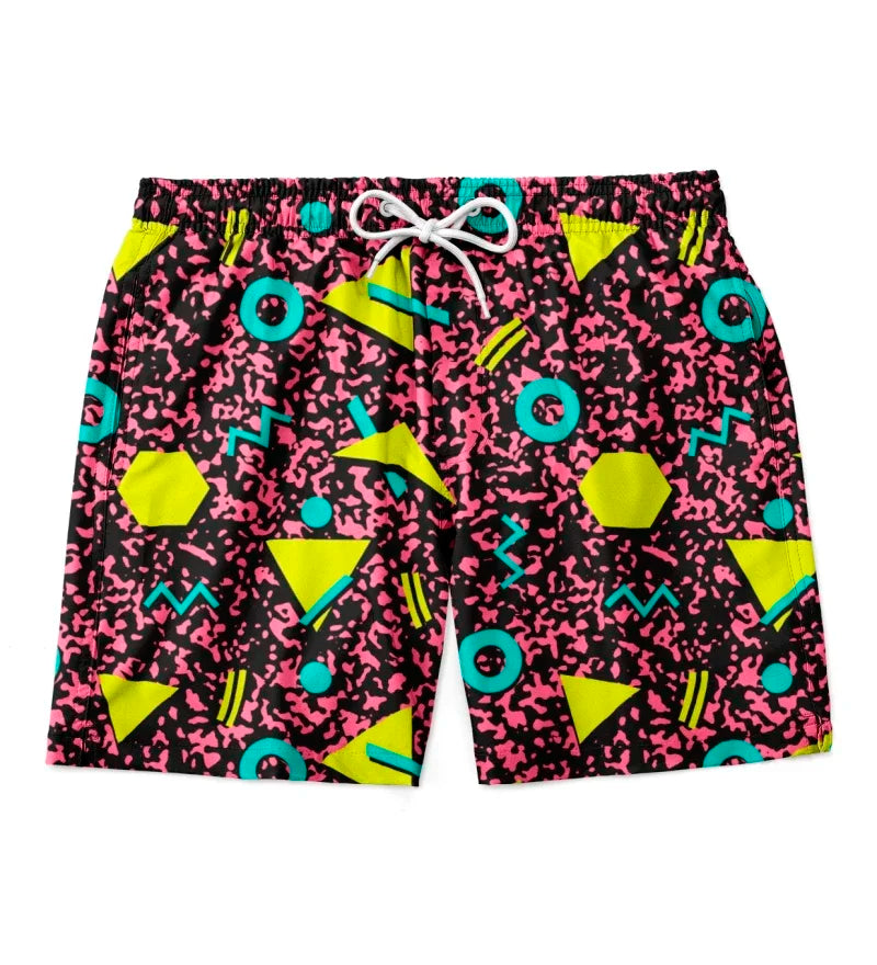 3D geometric print men's casual shorts Tropical summer style fashion shorts, quick-drying and comfortable close-fitting