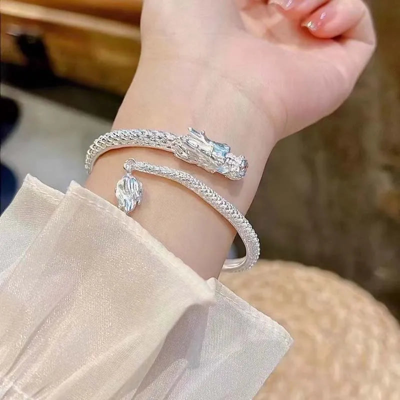 925 Sterling Silver Dragon Bangle Bracelet or Ring