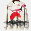 Japanese Ukiyo-e Hoodied Men's Sweatshirts Pullover Sea Wave Ramen Graphic Print Long Sleeves Hoodies Oversized Men Clothing Top