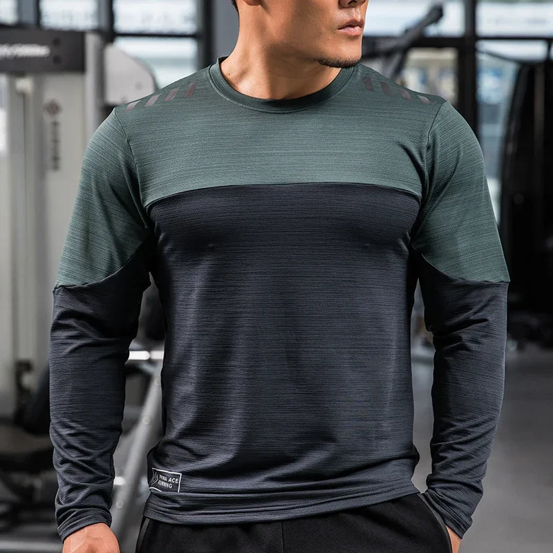 Mens Gym Compression Shirt Male Rashgard Fitness Long Sleeves Running Clothes