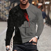Fashion Jesus Cross Pattern T Shirt For Men 3D Lion Print Long Sleeve T-shirt Hip Hop Trend Vintage Clothes Oversized Cotton Top